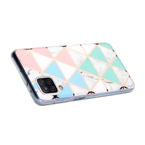 Marble Samsung Galaxy A12 5G Etui - Blå / Rosa Trekant Multicolor