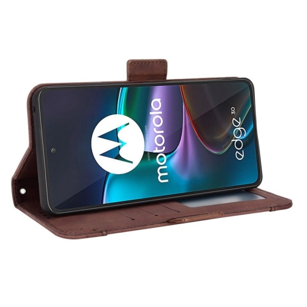 Moderne Motorola Edge 30 læderetui med pung - Brun Brown