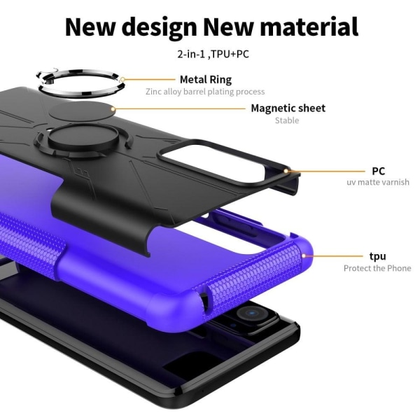 Kickstand-cover med magnetisk plade til Motorola Edge (2021) - Rød Red