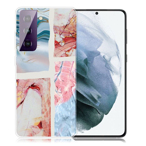 Marble Samsung Galaxy S21 Plus Etui - Wavy Marble Tile Green