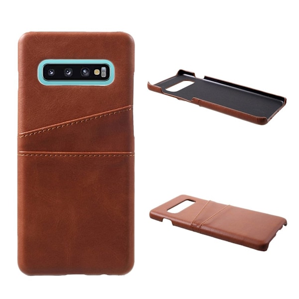 Samsung Galaxy S10 Plus læderetui med kortholdere - Kaffe Brown