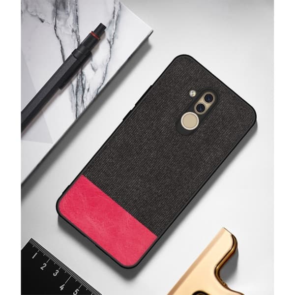 Huawei Mate 20 Lite kankainen tekstuurikotelo - Musta / Punainen Multicolor