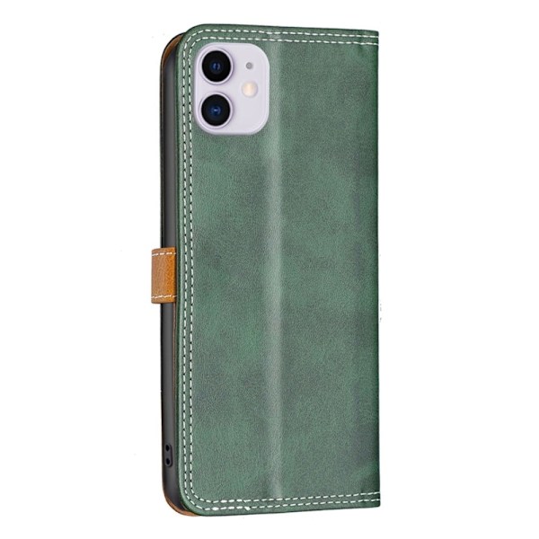 BINFEN tvåfärgat läder iPhone 11 fodral - Grön Grön