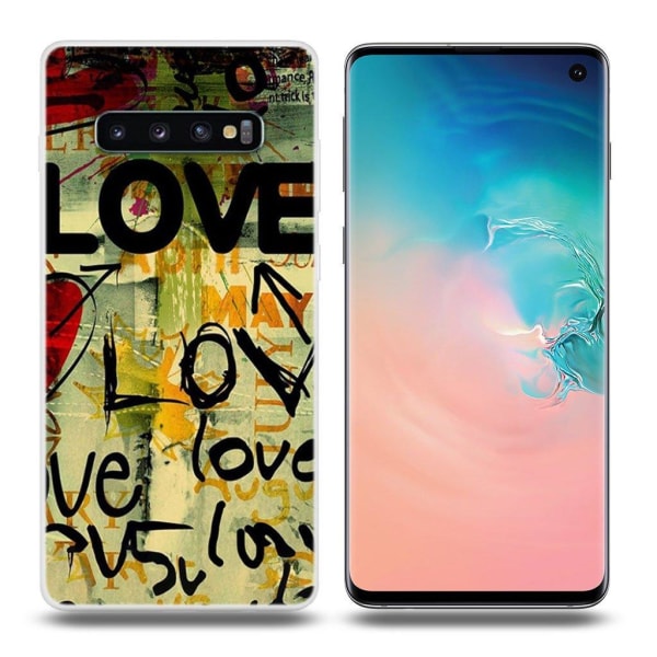 Samsung Galaxy S10 Plus Mönster fodral - LOVE multifärg