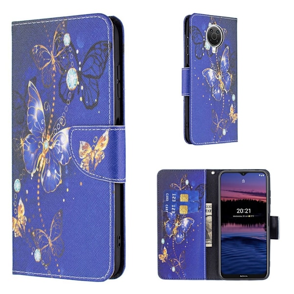 Wonderland Nokia G20 Läppäkotelo - Butterflies Pattern Blue
