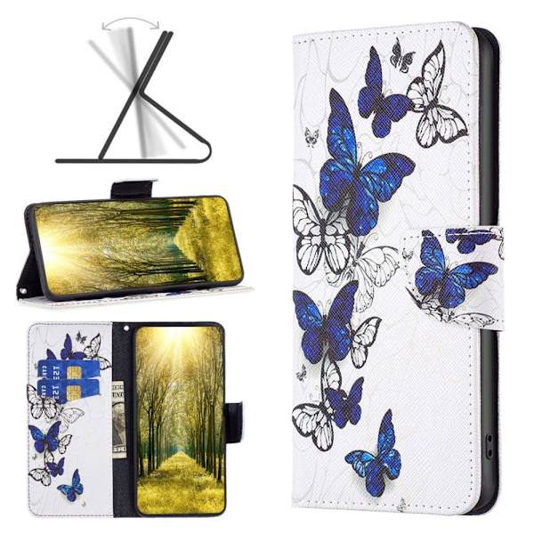 Wonderland Xiaomi Redmi 12C Flip Fodral - Fjärilar Blå