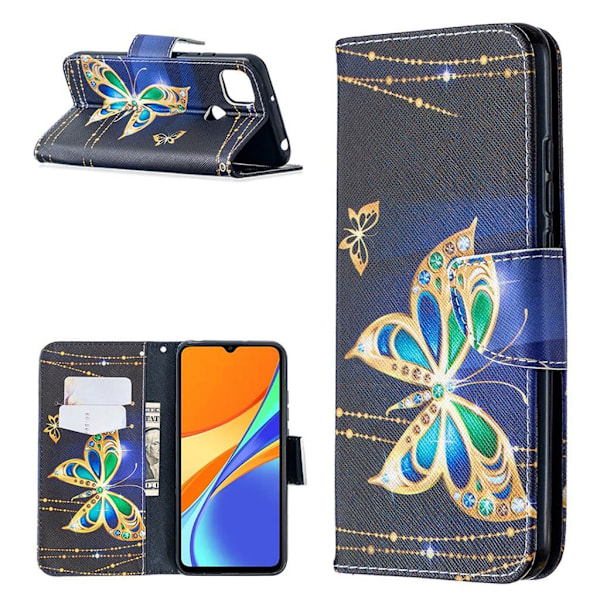 Wonderland Xiaomi Redmi 9C Flip etui - Sommerfugl Black