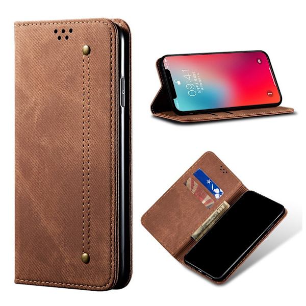 Jeans iPhone 12 Pro / iPhone 12 flip etui - Brun Brown