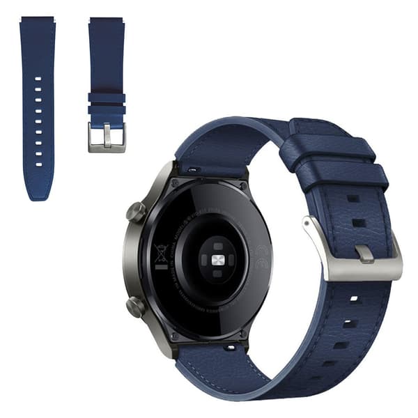 Huawei Watch GT 2 Pro / GT 2 46mm læderarmbånd - Midnatsblå Blue
