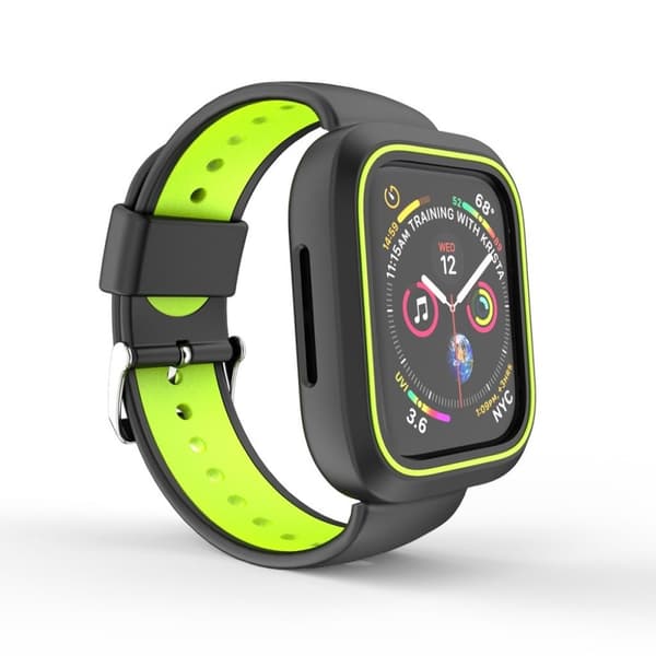 Apple Watch serie 4 40mm tofarvet silikoneurrem - sort / gul Black