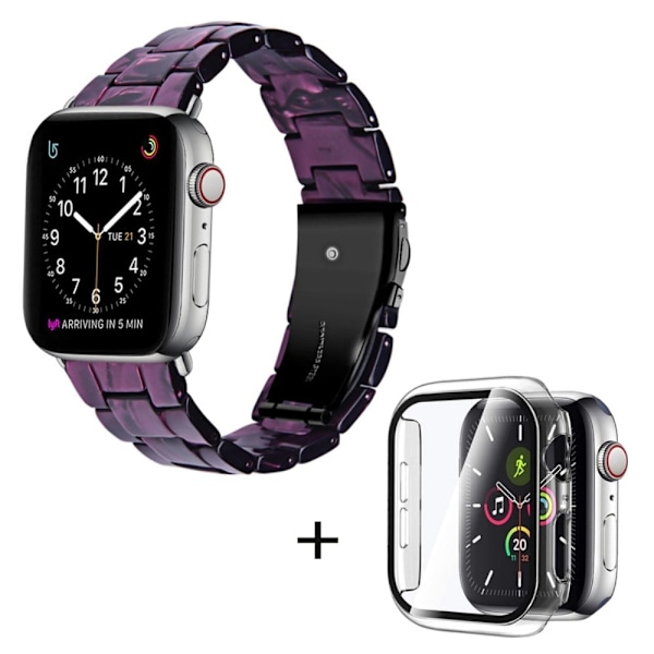 Apple Watch SE 2022 (44mm) urrem med 3 perler i resin med klart cover - Lilla Purple