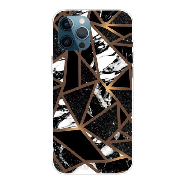 Marmormotiv iPhone 14 Pro skal - Fragment Av Svart Kakel multifärg