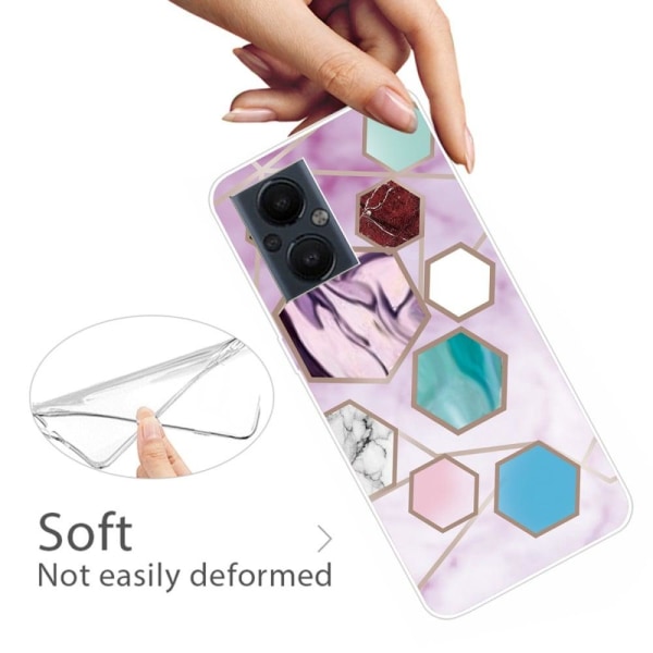 Marble OnePlus Nord N20 5G Etui - Sekskant Fragmenter i Lilla Multicolor