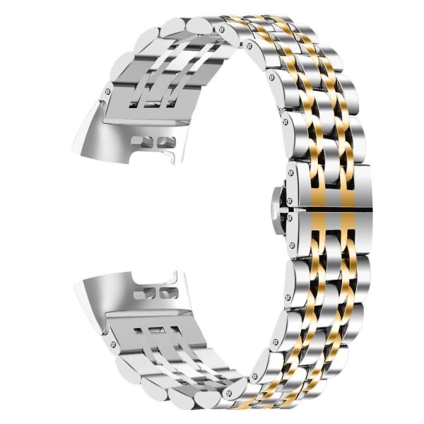 Fitbit Charge 4 / 3 stainless steel watch strap - Silver / Gold Silvergrå