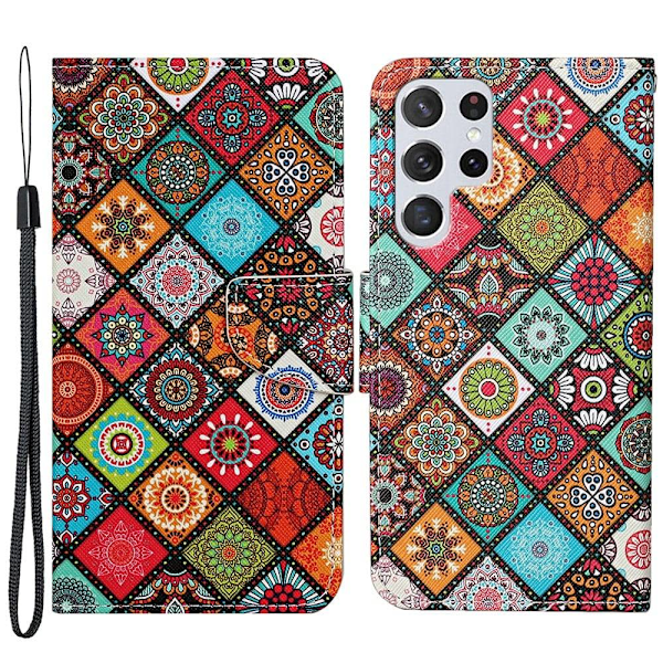 Wonderland Samsung Galaxy S22 Ultra Läppäkotelo - Mandala Multicolor