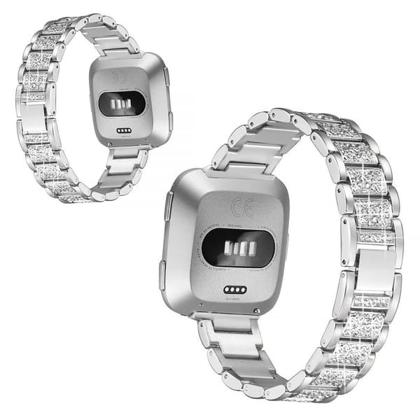 Fitbit Versa rhinestone décor watch band - Silver Silvergrå