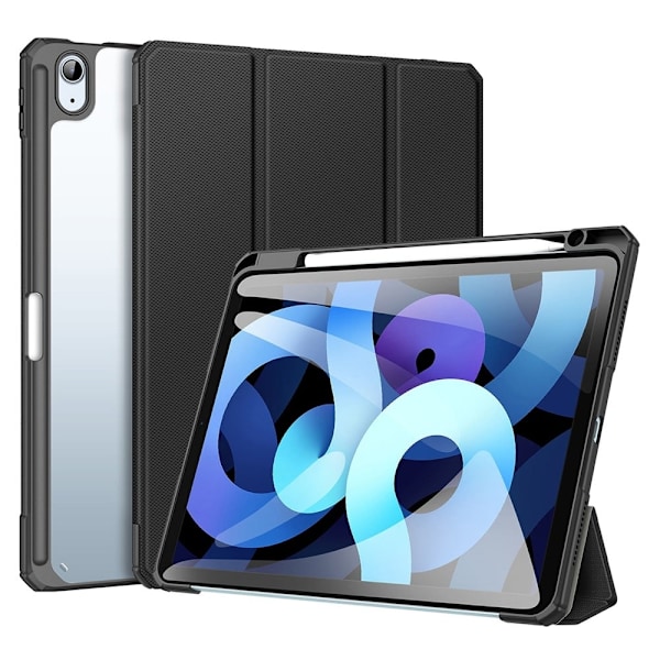 DUX DUCIS TOBY Series Smart Premium Leather Tri-fold Cover med Auto Sleep / Wake Lightweight stander etui iPad Air (2022) (2020) 10.9 inch/Air 5 10.9 Black