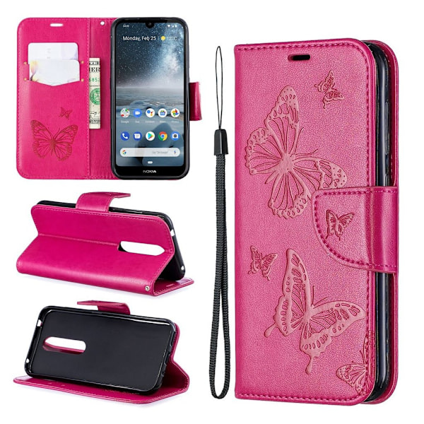 Butterfly Nokia 4.2 etui - Rose Pink