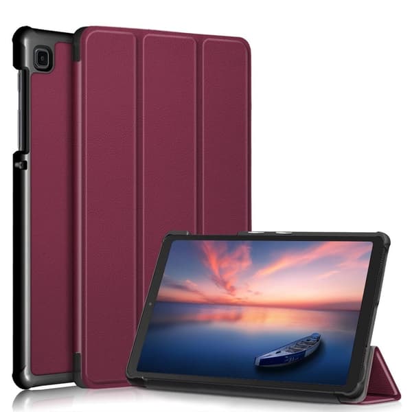 Samsung Galaxy Tab A7 Lite tri-fold læder flip cover - Rødvin Red