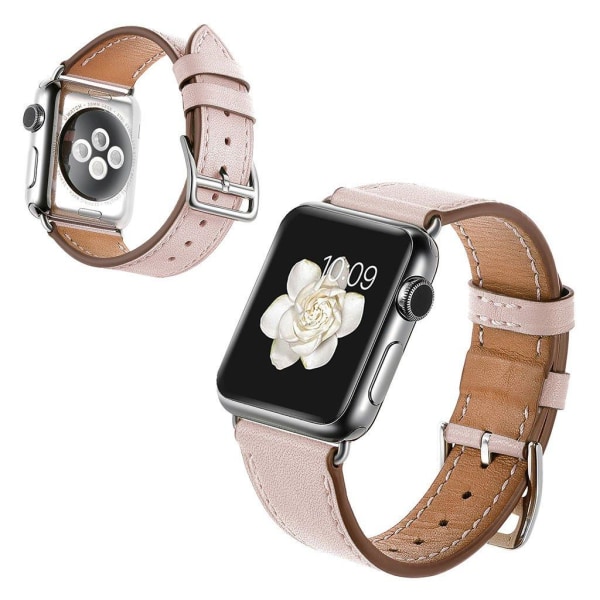 Apple Watch Series 5 40mm ægte Læderbelagt Urrem - Lyserød Pink