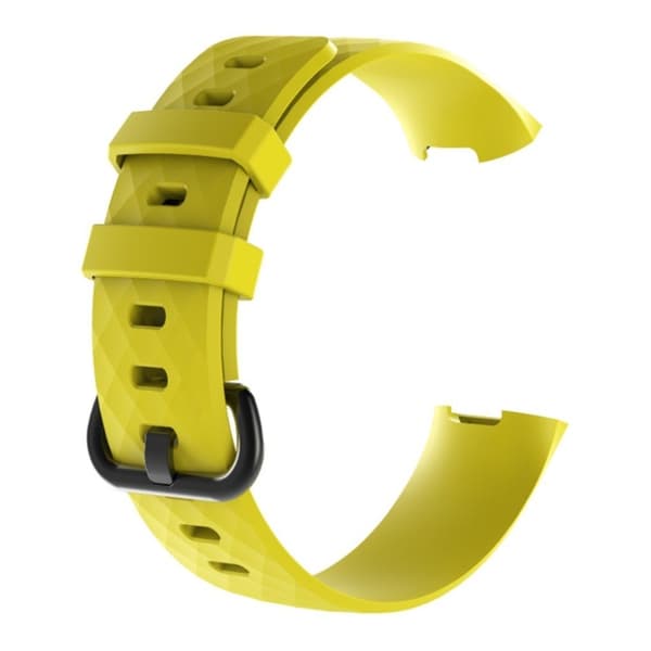 Fitbit Charge 3 erstatnings urrem i silikone med geometrisk mønster - Gul Yellow