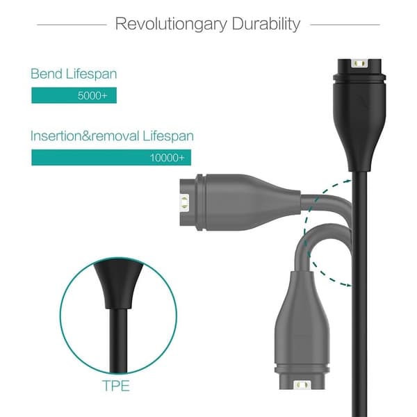 1 m USB-C hurtigopladerkabel til Garmin-ur Black