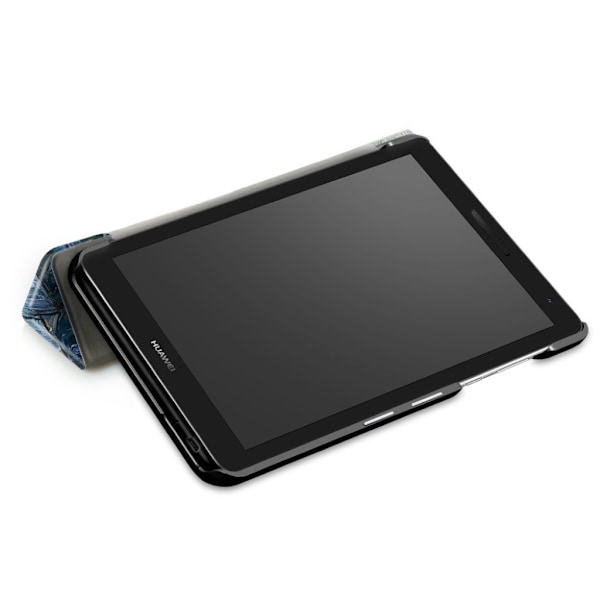Huawei MediaPad T3 7 mønstret tre-fold PU læder flip etui - Stjernenat Olie Maleri Multicolor