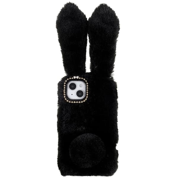 Fluffy Rabbit iPhone 14 skal - Svart Svart
