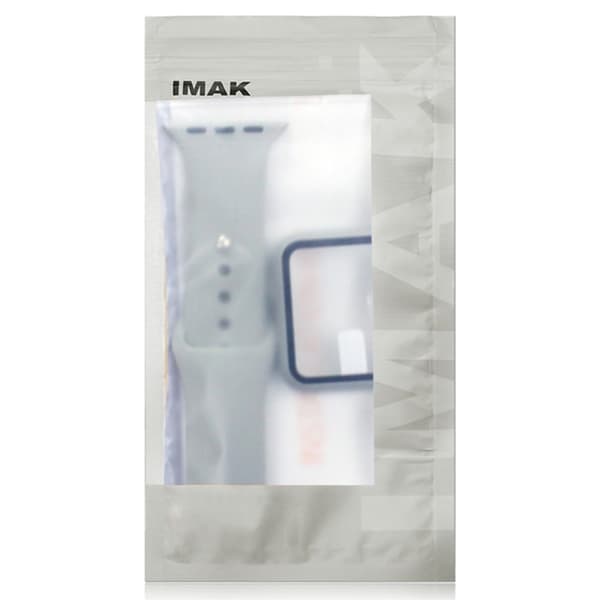 IMAK Apple Watch (44 mm) silikonfodral med klockarmband + härdat glas - Grå Silvergrå