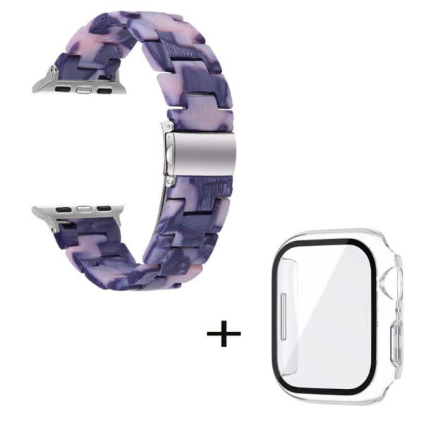 Apple Watch SE 2022 (40 mm) urrem med 3 perler i resin med klart cover - Sort / Lyserød Purple