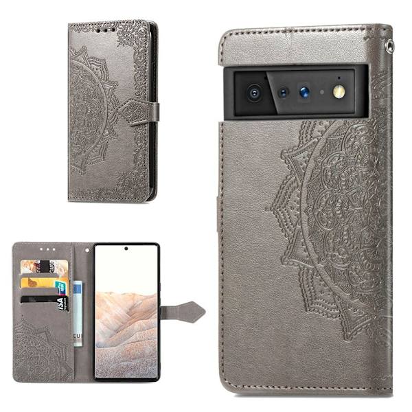 Mandala Google Pixel 6 Pro Läppäkotelo - Harmaa Silver grey
