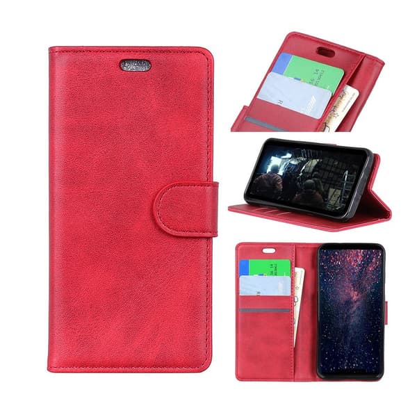 Huawei P30 Lite mat læder flip etui - Rød Red