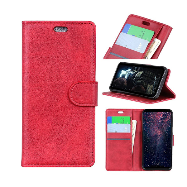 Huawei P30 Lite matta nahkainen flip Suojakotelo - Punainen Red