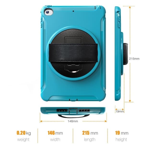 iPad Mini (2019) 3-lags multifunktionelt hybridcover - sort Blue