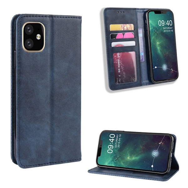 Bofink Vintage läder iPhone 11 fodral - Blå Blå