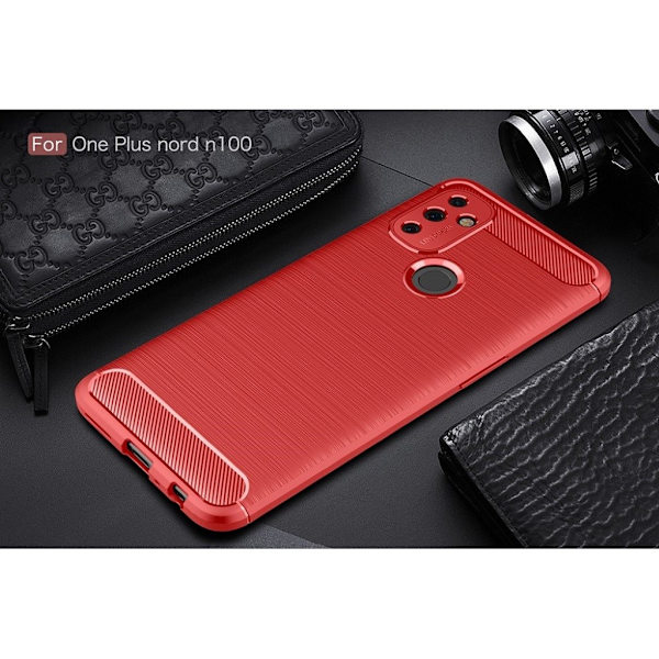 Carbon Flex etui - OnePlus Nord N100 - rød Red