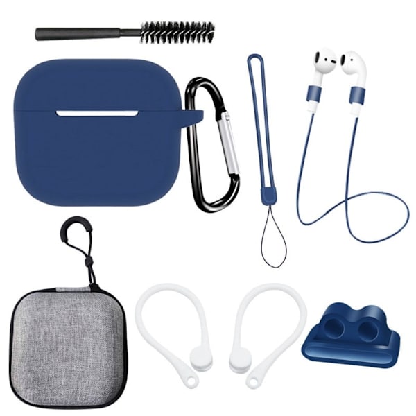 AirPods 3 silikoneovertræk med tilbehørssæt - Mørkeblå Blue