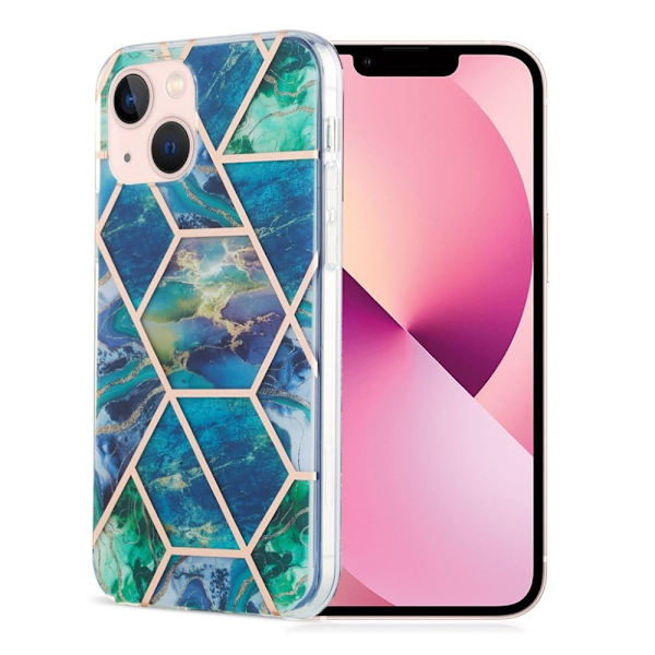 Marble design iPhone 13 Mini cover - Blå/Grøn Multicolor