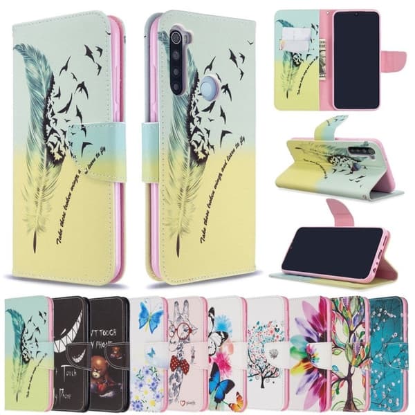 Wonderland Xiaomi Redmi Note 8T etui – Fjermønster Multicolor