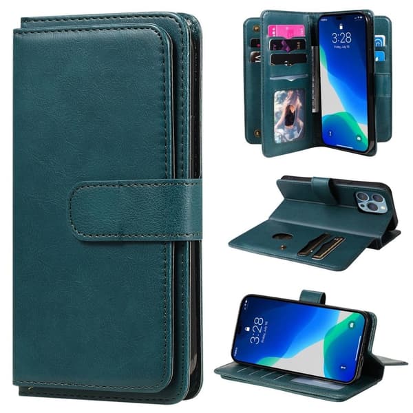 iPhone 14 Pro Max etui med pung & 10 kortpladser – Grøn Green