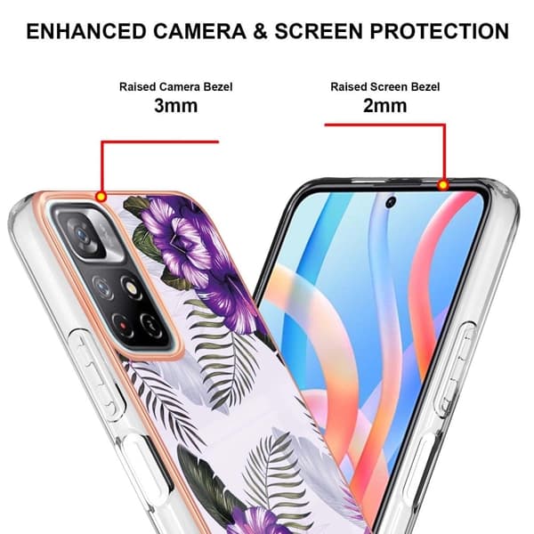 Marble Xiaomi Redmi Note 11T 5G Etui - Lilla Blomster Purple