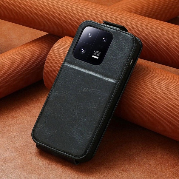 Vertical Flip Phone Suojakotelo With Zipper For Xiaomi 13 Pro - Musta Black