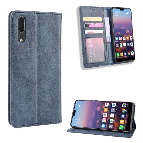Bofink Vintage läder Huawei P20 fodral - Blå Blå