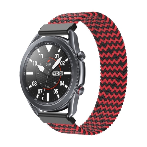 Samsung Galaxy Watch 3 (45mm) joustava nailon kellonhihna - W-Muotoinen Musta / Punainen Koko: L Red