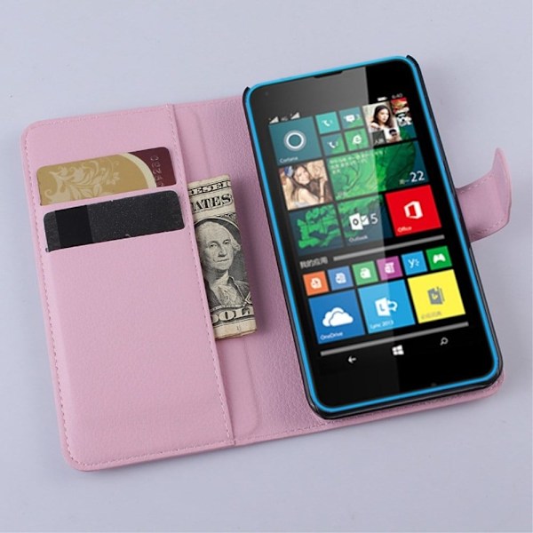 Moen Microsoft Lumia 640 Læder Etui med Kortholder - Pink Pink