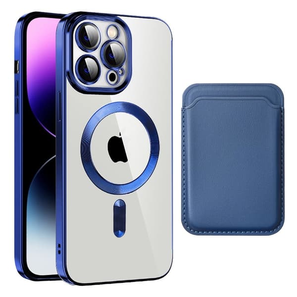 iPhone 14 Pro Max-deksel med MagSafe-kompatibilitet og kortpose - Safir Blue