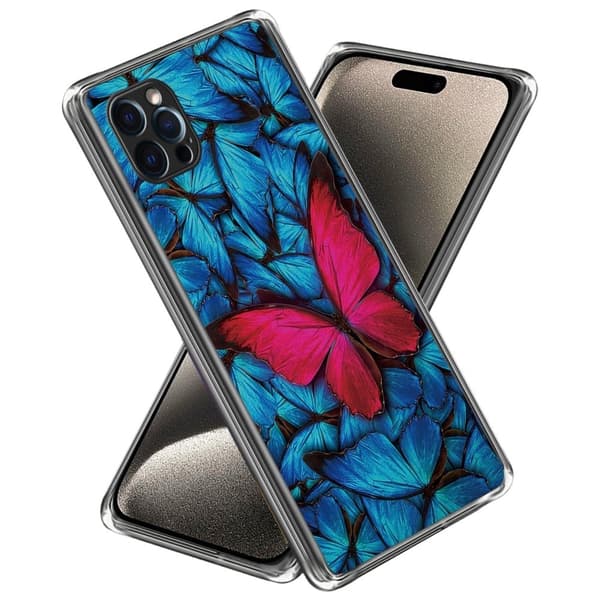 Deco iPhone 16 Pro deksel - Rød Sommerfugl Blue