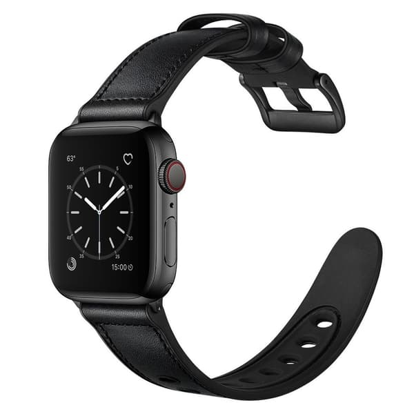 Apple Watch Series 5 / 4 40mm unik urrem i ægte læder - Sort Black
