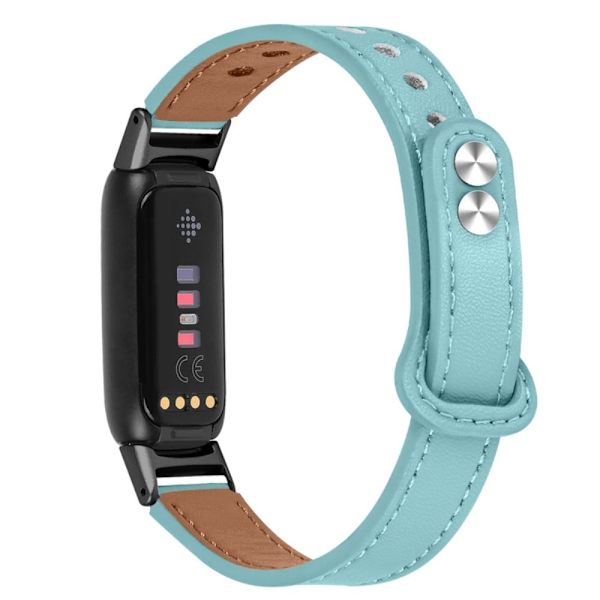 Fitbit Luxe urrem af okselæder i øverste lag med sort stik - Blå Blue