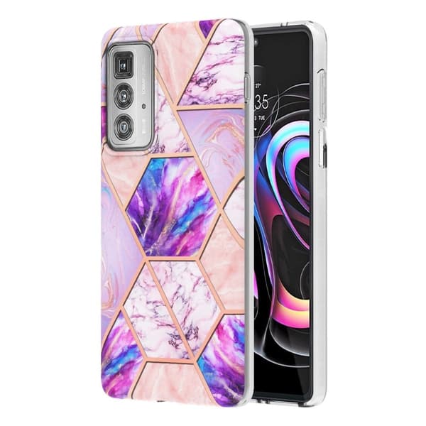 Marble Motorola Edge 20 Pro Etui - Lyselilla Purple